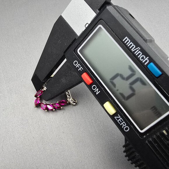 Italian Milor 925 Gold Pltd Heart Pendant 1" Pink Tourmaline & Quartz Gemstones - Picture 7 of 8